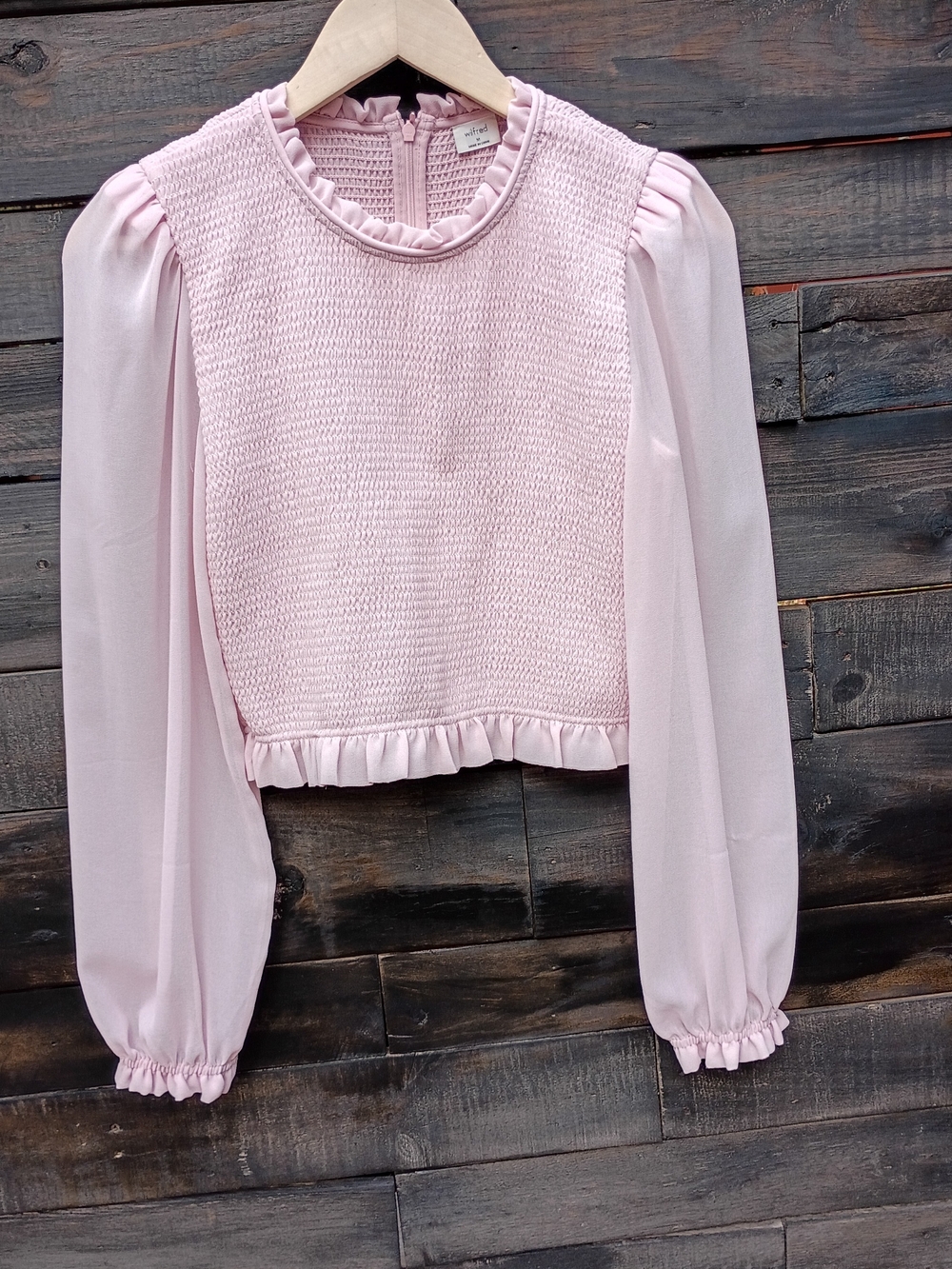 Wilfred Pale Pink Smocked Ruffle Blouse